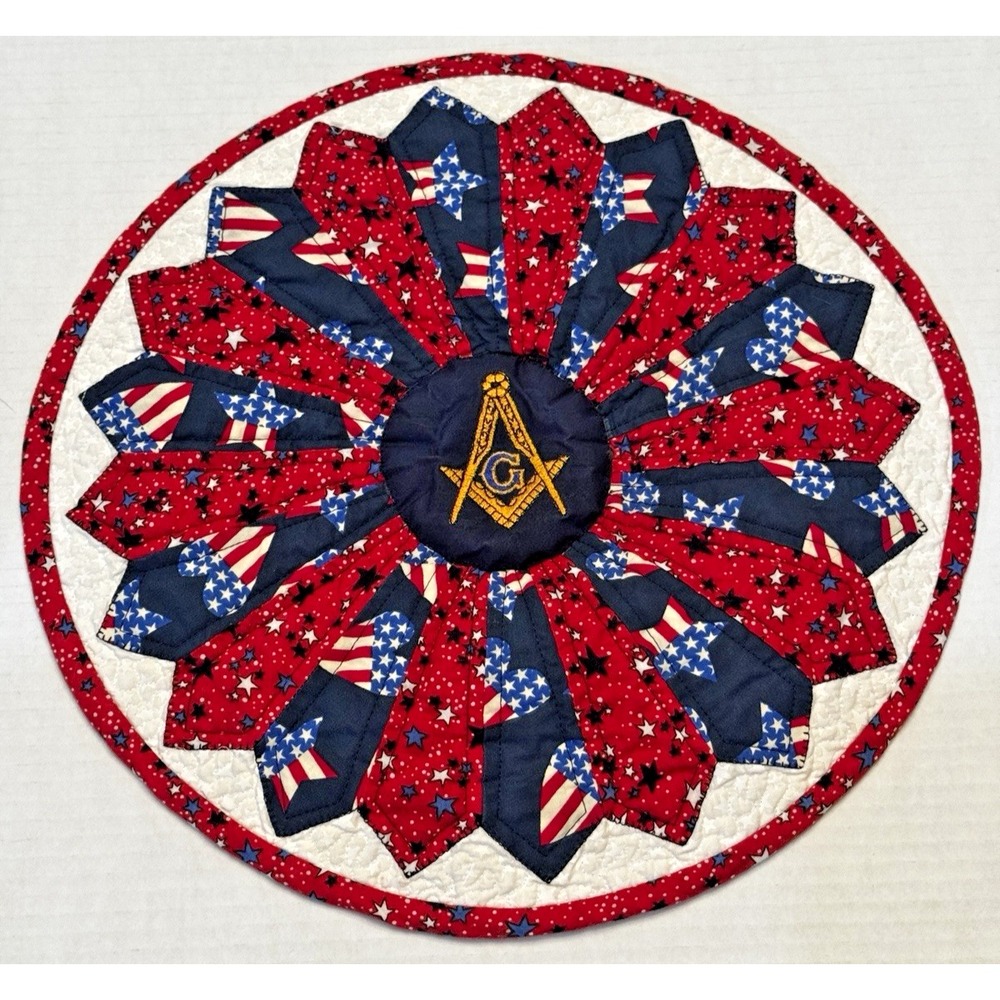 Masonic Grand Lodge of Idaho 1867 Sesquicentennial Quilted Mat Americana 14.5" - Picture 7 of 7